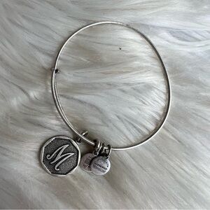Alex and Ani Rafaelian Silver M Initial Charm Bangle Bracelet